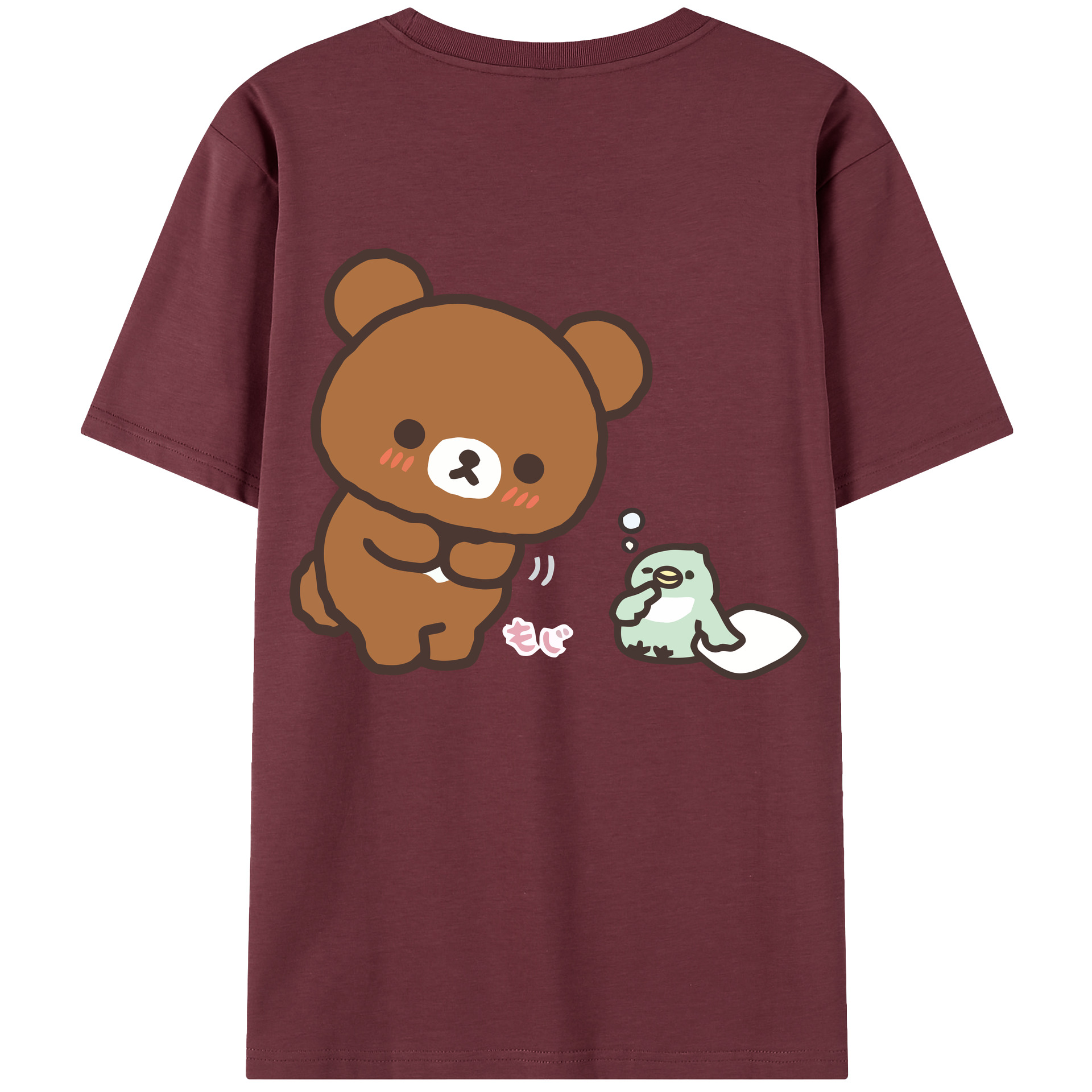 （画像用） リラックマ リラックマ キイロイトリ Rilakkuma Korilakkuma Kiiroitori 綿100％半袖Tシャツ（背面プリント）